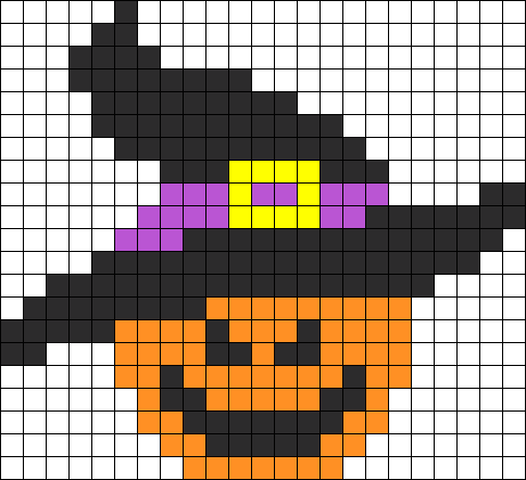 Evil Pumpkin Halloween Perler Bead Pattern - Pixel Art Halloween (484x442), Png Download