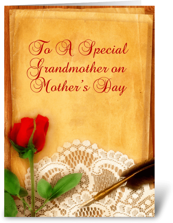 Vintage Lace, Red Rose, Grandmother Greeting Card - Lace (700x792), Png Download