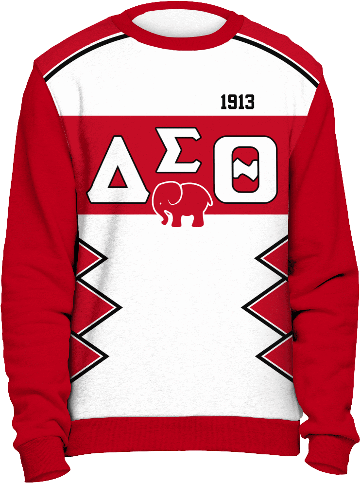 Delta Sigma Theta Initials And Year Red Sweatshirt - Delta Sigma Theta Ugly Sweater (1024x1024), Png Download