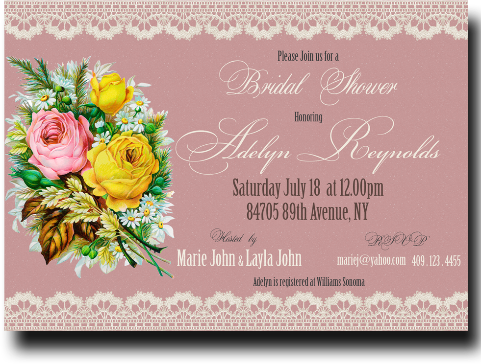 Pink Bridal Shower Invitation - Beautiful Vintage Rose Design Ornament (round) (1000x1000), Png Download