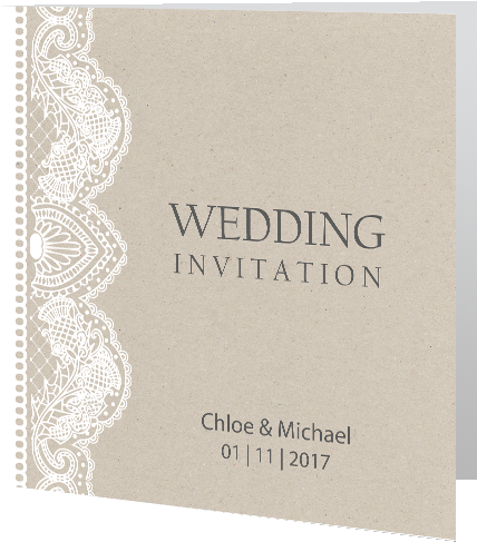 Lace On Beige Wedding Invite New - Wedding (500x500), Png Download