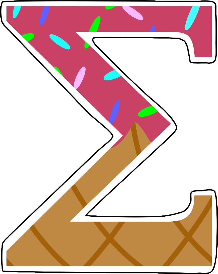 Ice Cream Greek Letters Sticker (707x889), Png Download