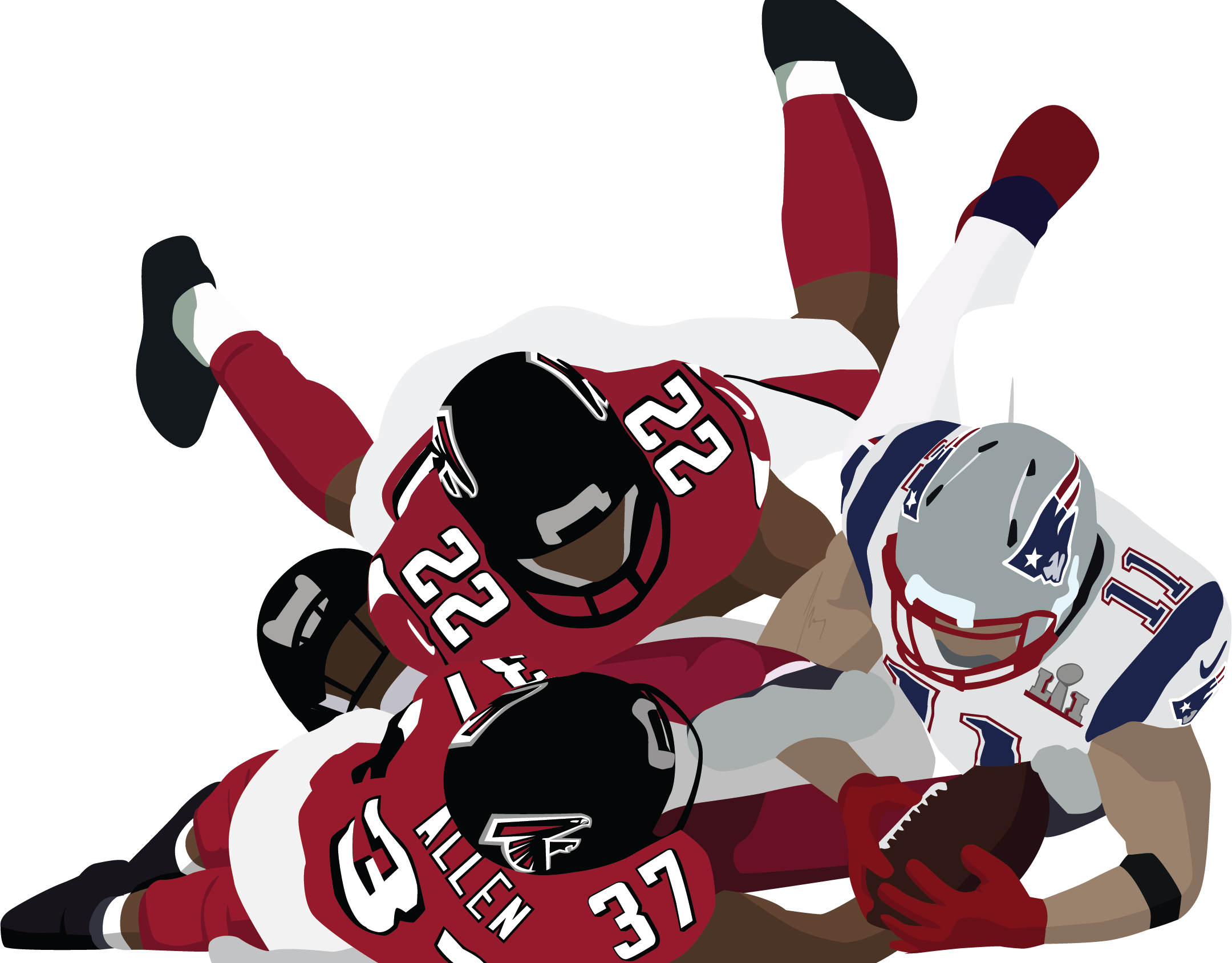 Julian Edelman Vector Illustration - Kick American Football (1920x1543), Png Download