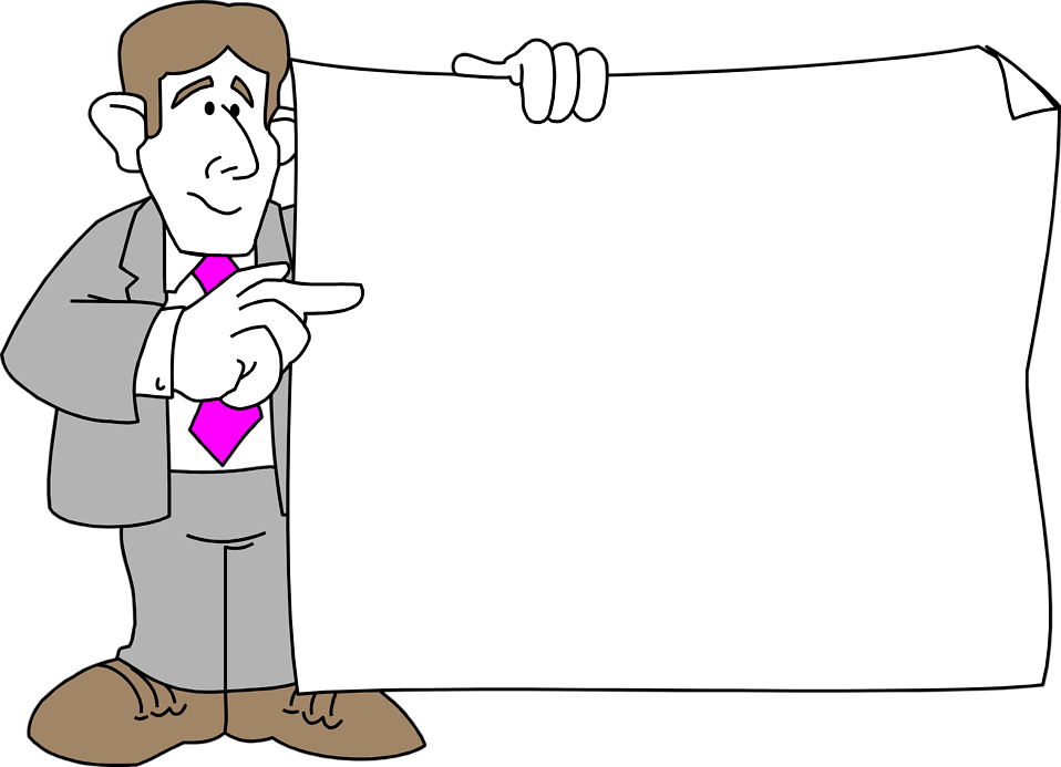 Blank Sign Board Png - Cartoon Man Holding Blank Sign (958x693), Png Download