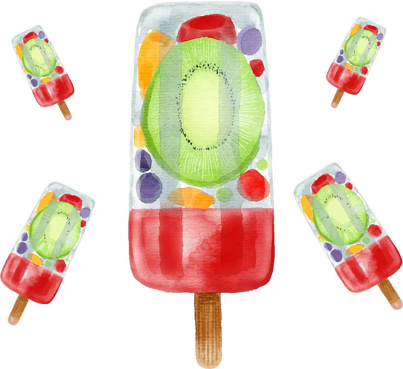 Dibujos Animados Coloridos Elementos De Helado De Fruta - Ice Cream (1772x1378), Png Download