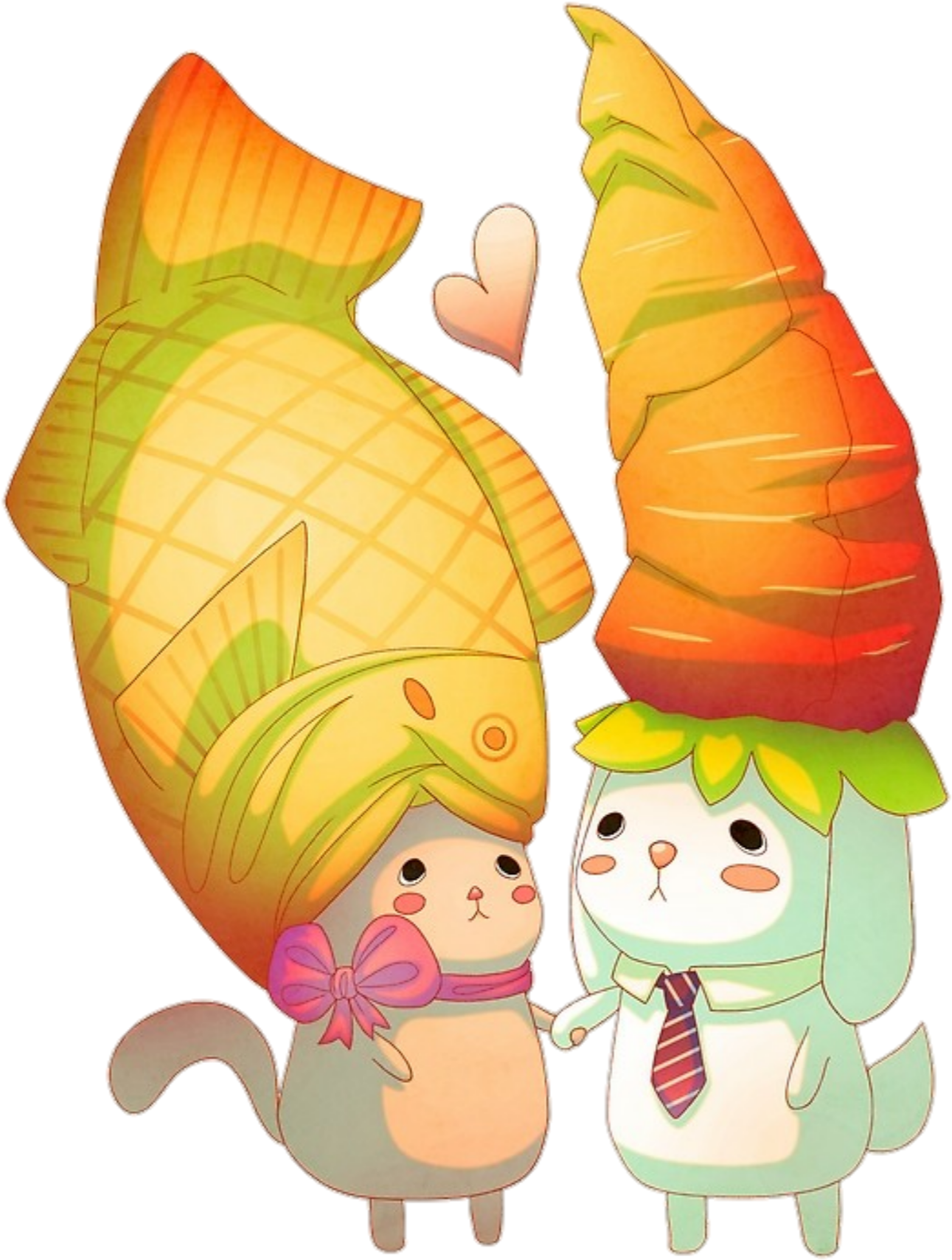 Love Heart Fish Carrot Kawaii Rabbit Bunny Bunnyrabbit (1381x1773), Png Download