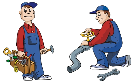 Plumber Clipart Transparent - Cartoon Working With Tools (443x271), Png Download