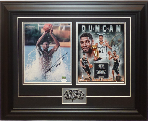 Tim Duncan Autographed San Antonio Spurs Deluxe Framed - Tim Duncan San Antonio Spurs Nba Legends Composite (500x500), Png Download
