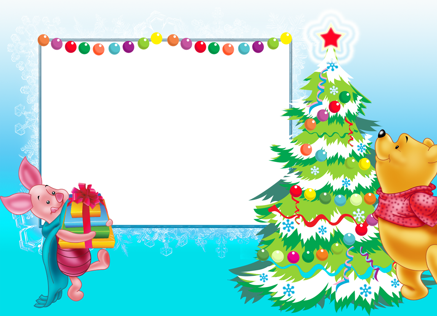 Eeyore Christmas Clip Art - Winnie The Pooh Christmas Frame (1500x1086), Png Download