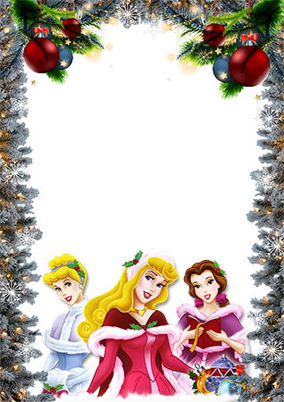 Disney Princesses Wish You A Merry Christmas - Disney Princess Cinderella Belle Beauty Beast Aurora (318x450), Png Download