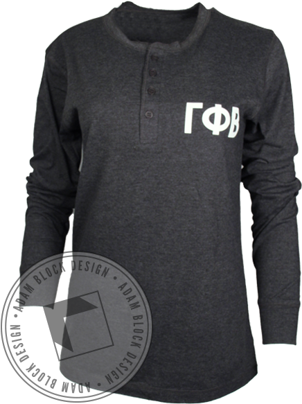 Gamma Phi Beta Crest Long Sleeve Henley - T-shirt (464x585), Png Download