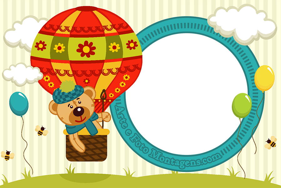 Montagem Para Fotos - Hot Air Balloon Bear (898x602), Png Download
