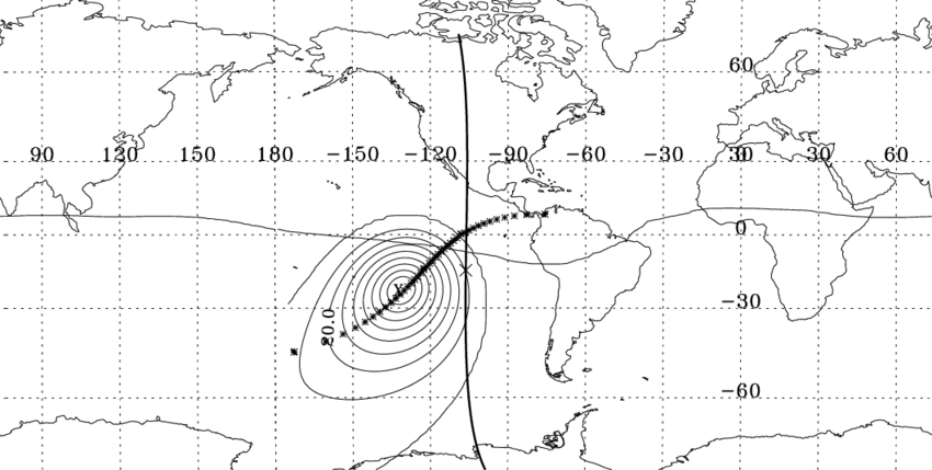 World Map Projection Showing The Path Of The Umbral/antumbral - Map (850x429), Png Download