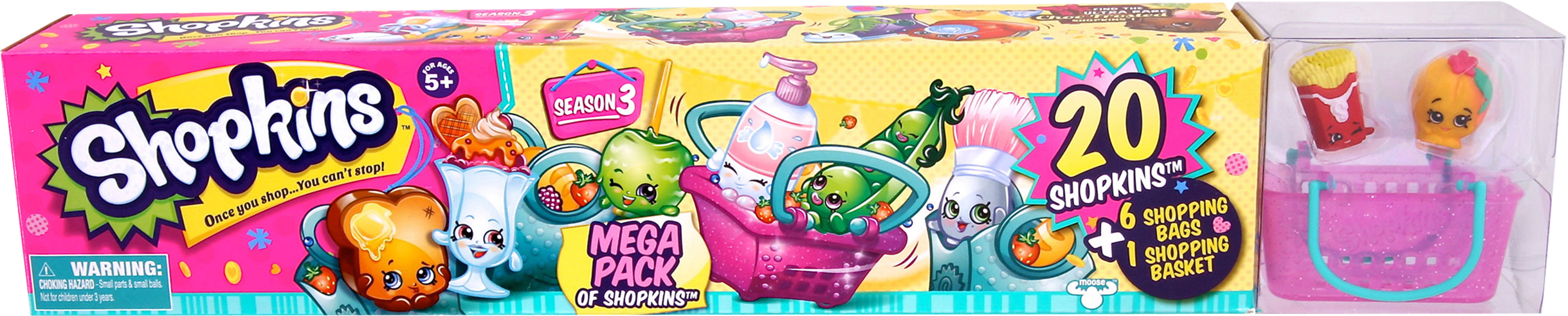 Shopkins Exclusive Mega Pack, , Large - Shopkins Season 3 Mega Pack Of Shopkins - 20 Shopkins (2438x492), Png Download