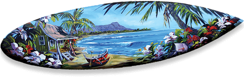 Paddle Diamond Head - Painted Mini Surfboard Steve Barton (500x500), Png Download
