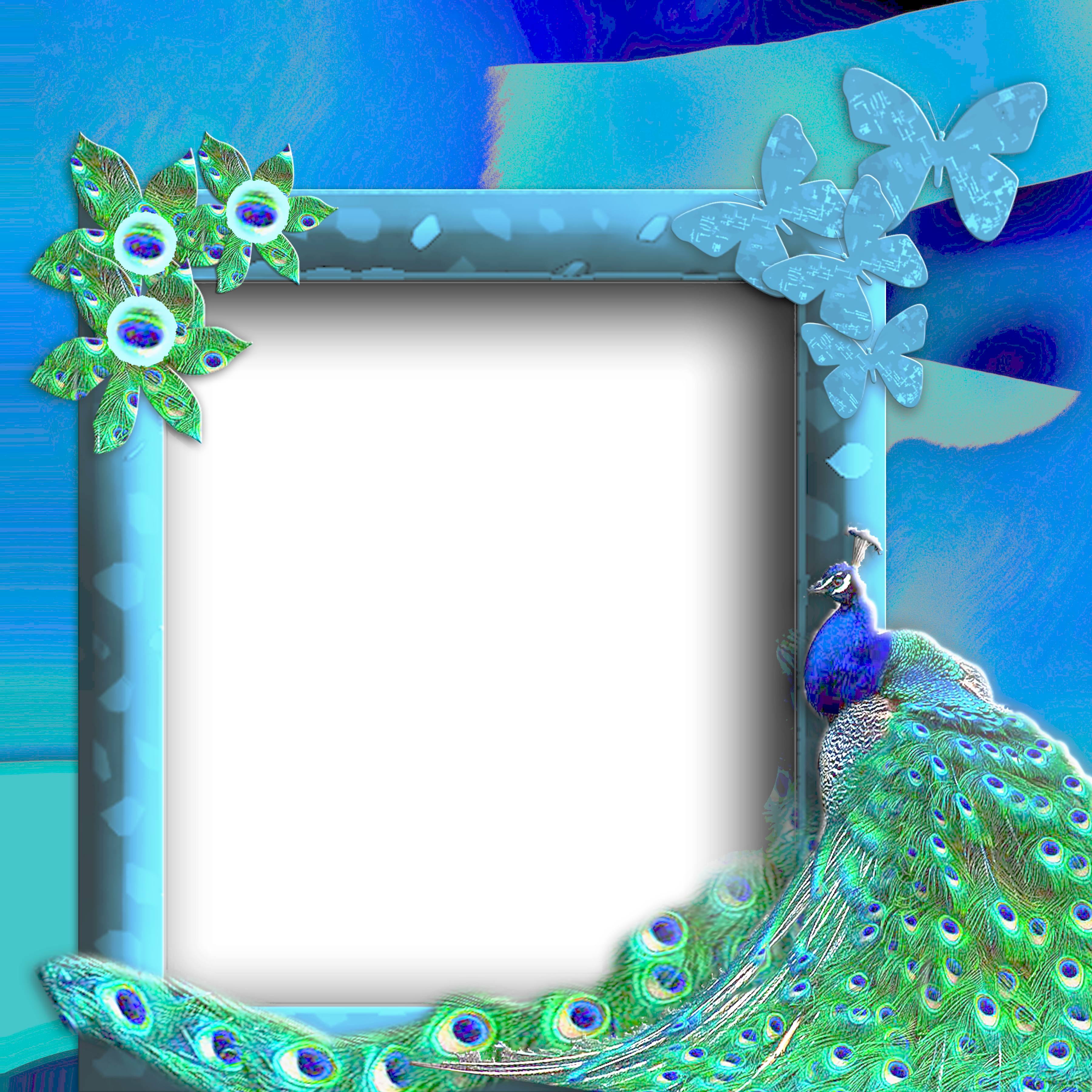 Peacock Photo Frame Png (3600x3600), Png Download