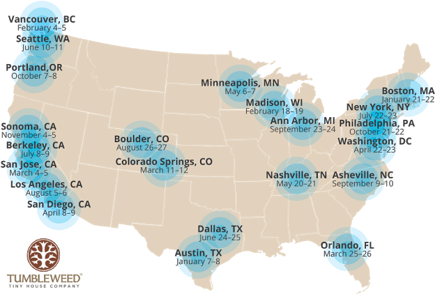 2017 Tumbleweed Tiny House Workshop Locations - Atlas (640x428), Png Download