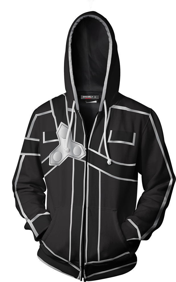 Sword Art Online Kirito Cosplay Zip Up Hoodie Jacket - Red Zip Up Hoodie Goth (1024x1024), Png Download