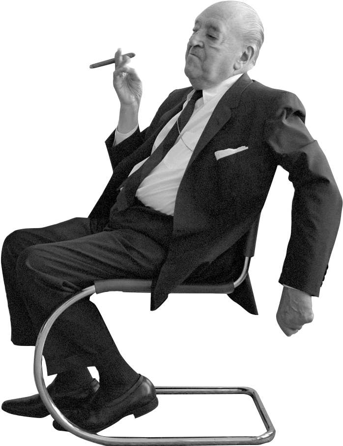 Famous Architects - Mies Van Der Rohe Sitting (796x988), Png Download