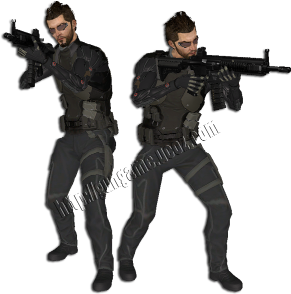 [deusex] Adam Jensen - Machine Gun (595x600), Png Download