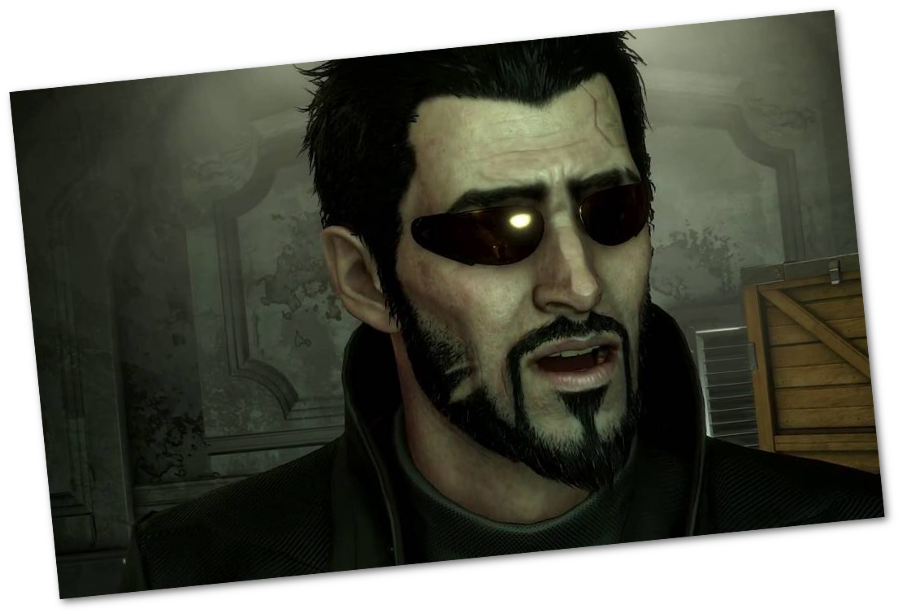 Adam Jensen's Only Limitations Represented By His Cybernetic - Square Enix Co., Ltd. (900x615), Png Download