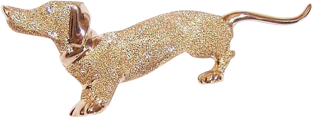 Vintage 14k Gold & Diamond Pin - Dog (641x641), Png Download