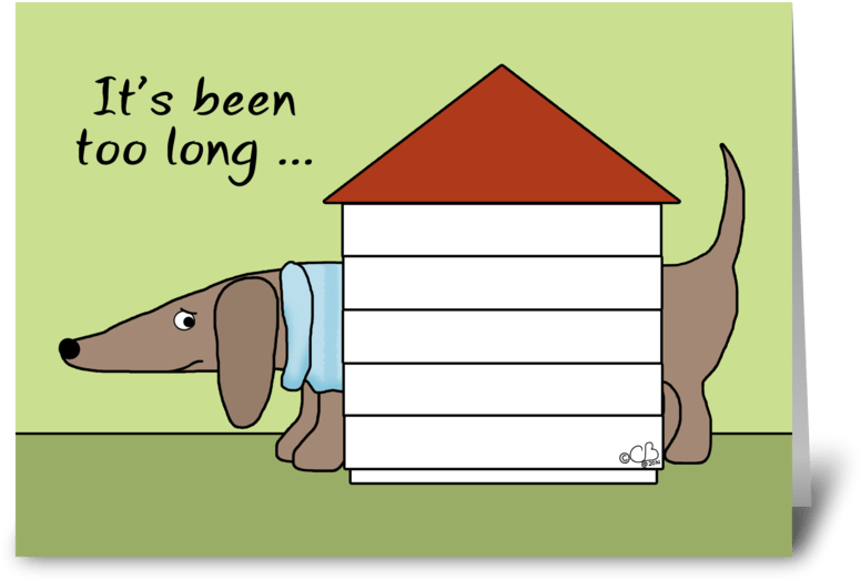 Missing You-dachshund In Dog House Greeting Card - Dog (848x698), Png Download