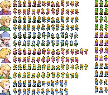 Real World Townspeople - Gba Rpg Sprites (448x396), Png Download