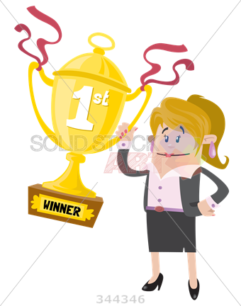 Stock Illustration Of Cartoon Caucasian Business Woman - Win First Prize (340x432), Png Download