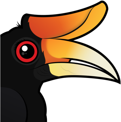 Redhead Rhinoceros Hornbill - Rhinoceros Hornbill Cartoon (440x440), Png Download