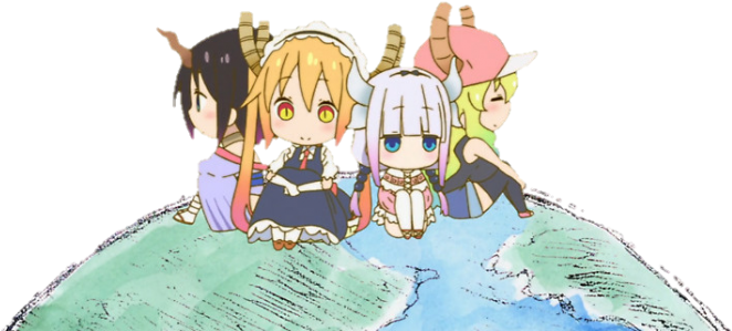 #elma #tohru #kanna #lucoa #kobayashi-san Chi No Maid - Kobayashi No Dragon Maid Transparent (700x412), Png Download