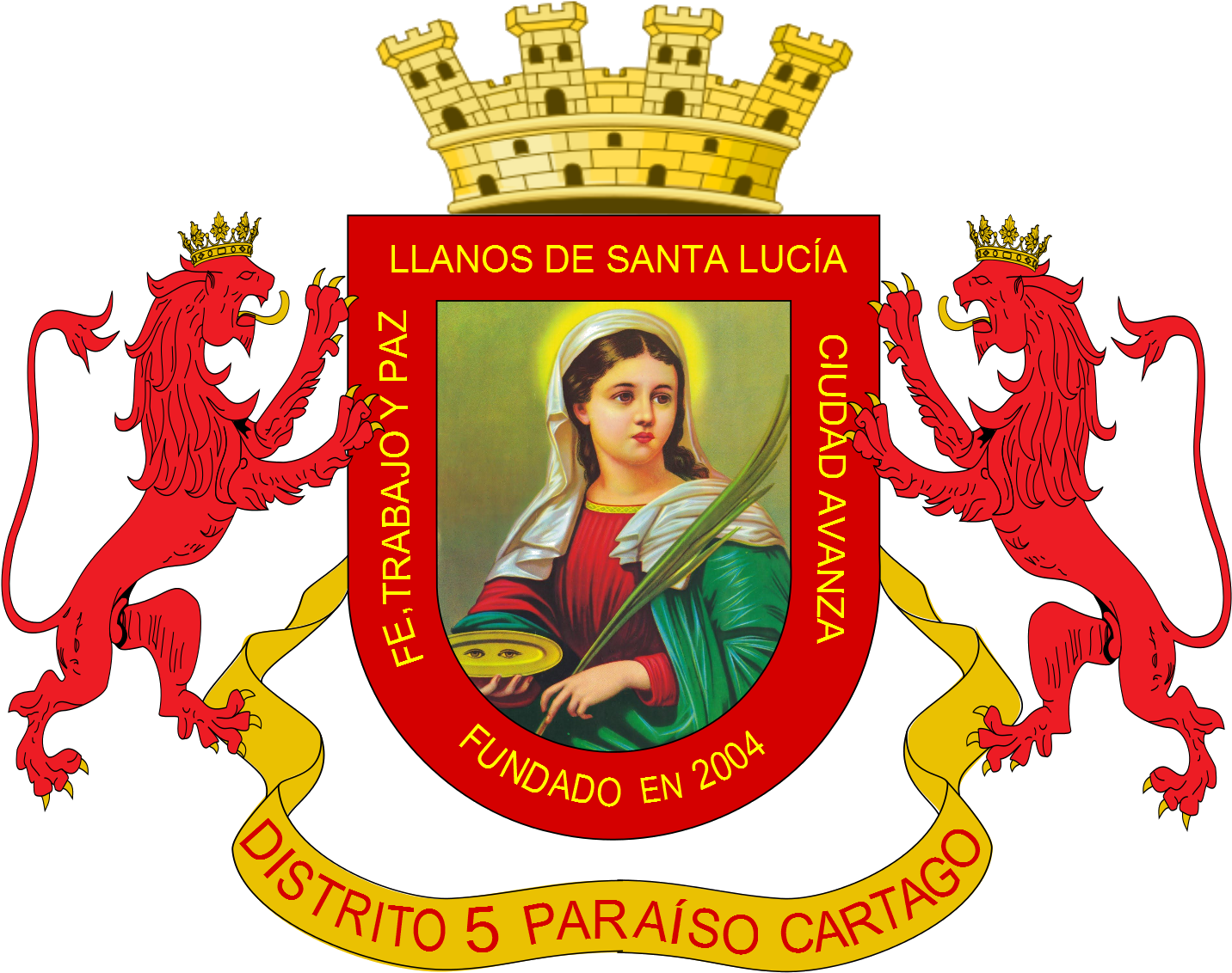 Escudo Oficial Distrito Llanos De Santa Lucía - Imagem De Santa Luzia (1600x1200), Png Download