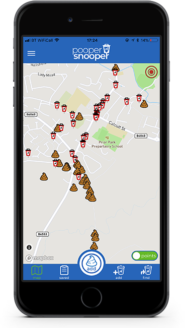 Pooper Snooper App Showing Bins And Poop Locations - Insight Quest Pty Ltd (379x650), Png Download