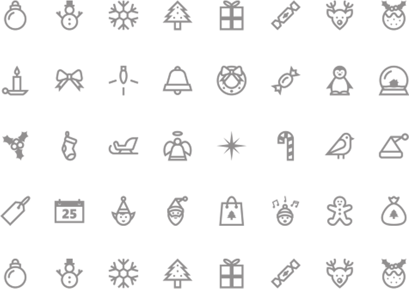 Banner Background Icons - Christmas Vector Black And White (860x600), Png Download