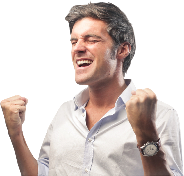 Excited Handsome Man With Clenched Fists - Excited People No Background (650x620), Png Download