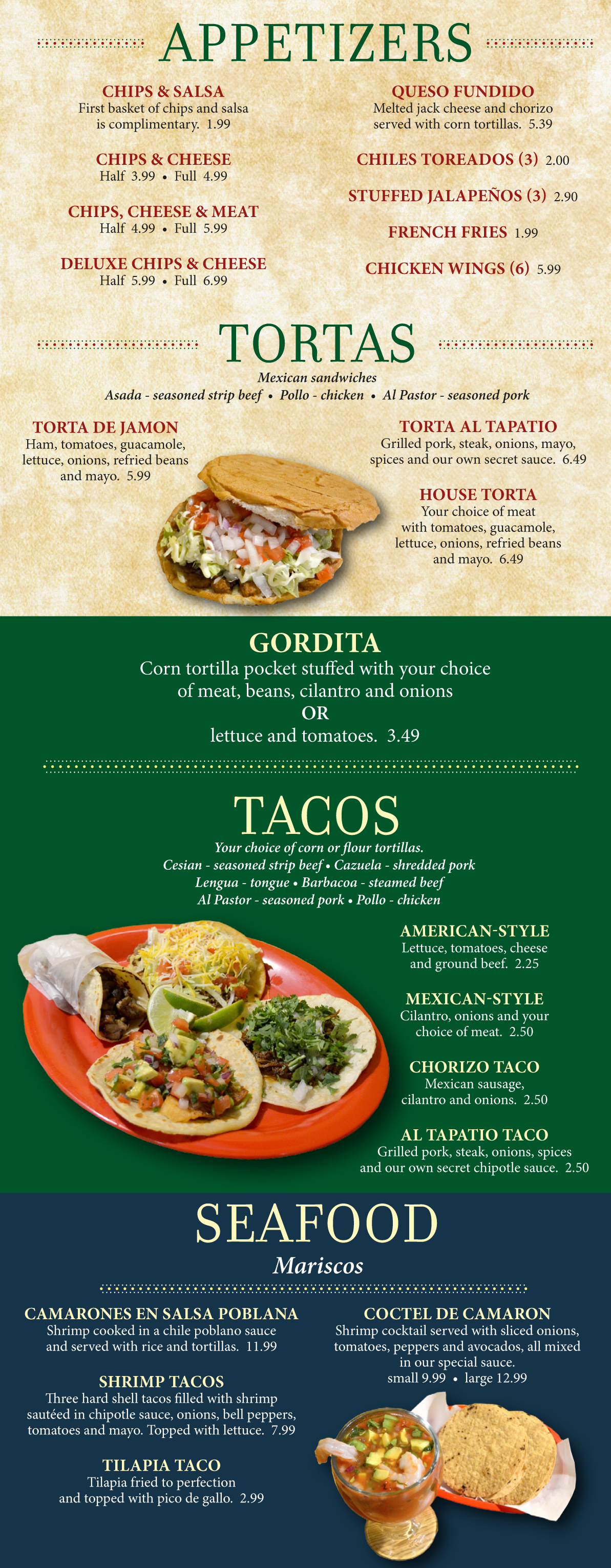 Appetizers Takeout Menu - Menu (1193x3063), Png Download