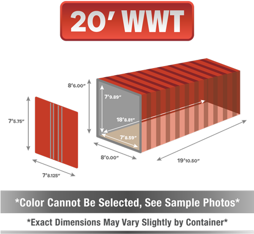 20' Shipping Container For Sale, 20' Shipping Container, - Container Dimensions (500x500), Png Download