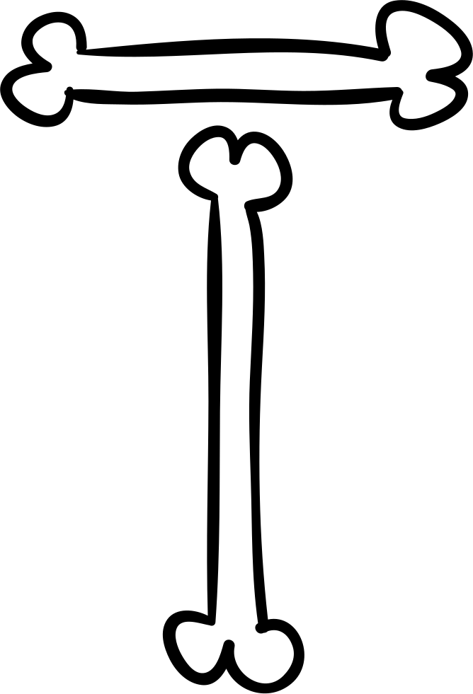 Letter T Of Bones Outlined Halloween Typography Comments - Letra T De Halloween (668x981), Png Download