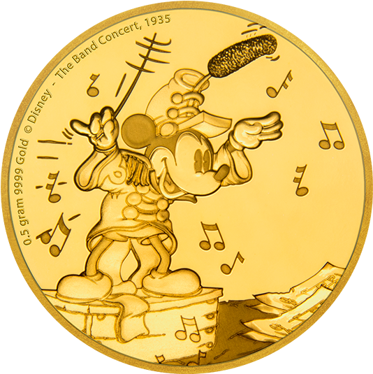 5 G Pure Gold Coin Disney Mickey Mouse Through The - Disney Gold Coins (570x570), Png Download