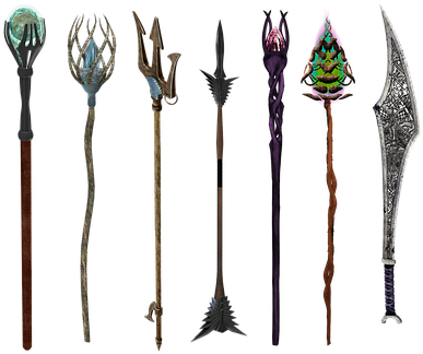 Wand, Magic, Fantasy, Staff, Trident - Spellcaster Staff (432x340), Png Download