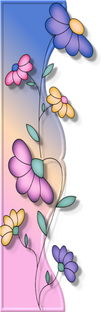 Borders * Cantoneiras * Cluster - Side Border Flower Design (429x1024), Png Download
