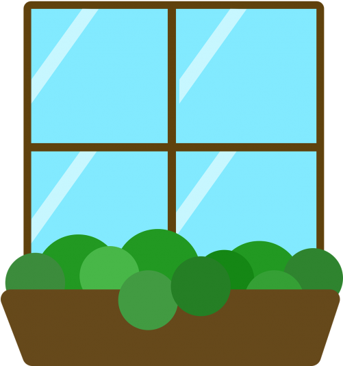 Looking,flower - Window Png Vector (500x541), Png Download