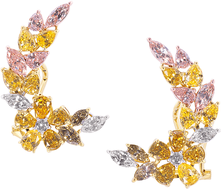 Brilliant Diamond Necklace Fancy Color Diamond Earrings - Fancy Color Jewelry (1000x1000), Png Download