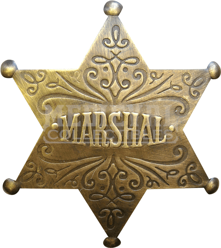 Fancy Marshal Badge - Sheriff Badge In Brass (850x850), Png Download