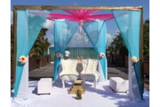 Mandap Trapezoid Mandap With Cross Type Ceiling Decor - Tent (318x212), Png Download