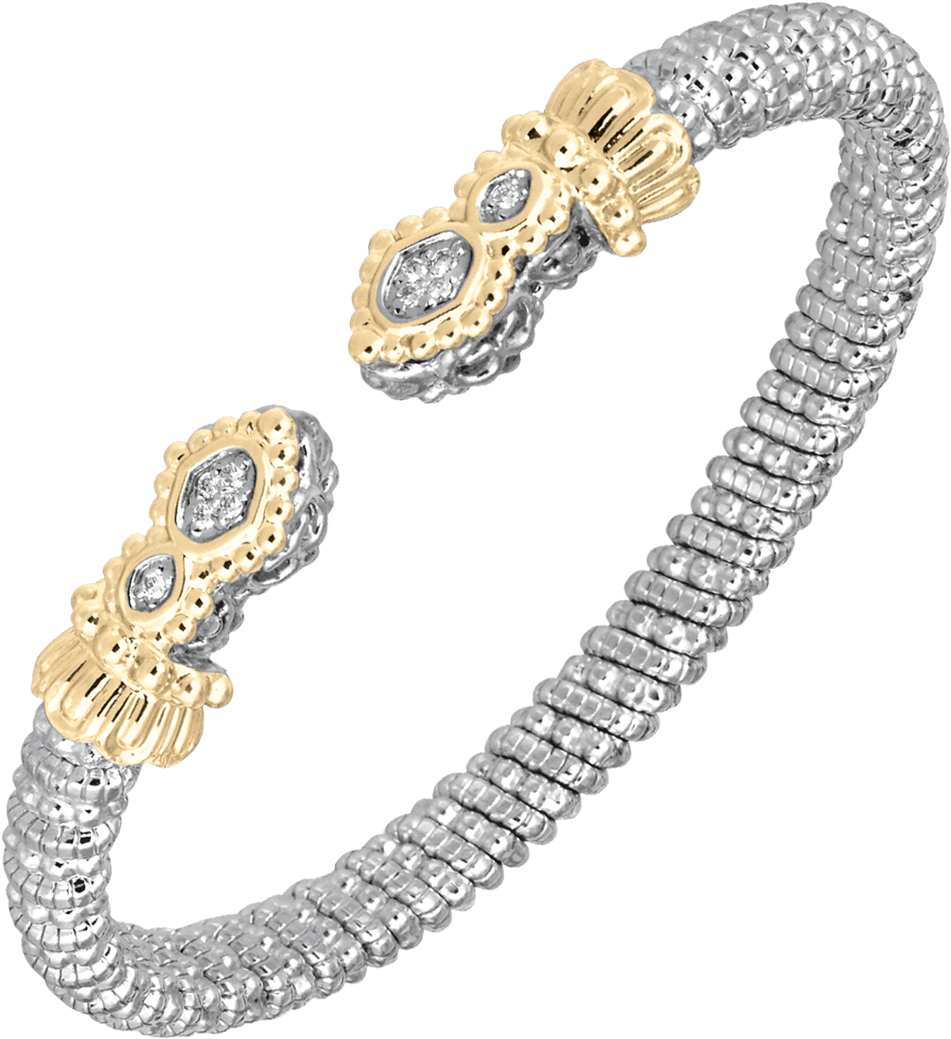 14kt Yellow Gold Open 6mm Diamond Bangle Bracelet Designed - Bracelet (1500x1500), Png Download