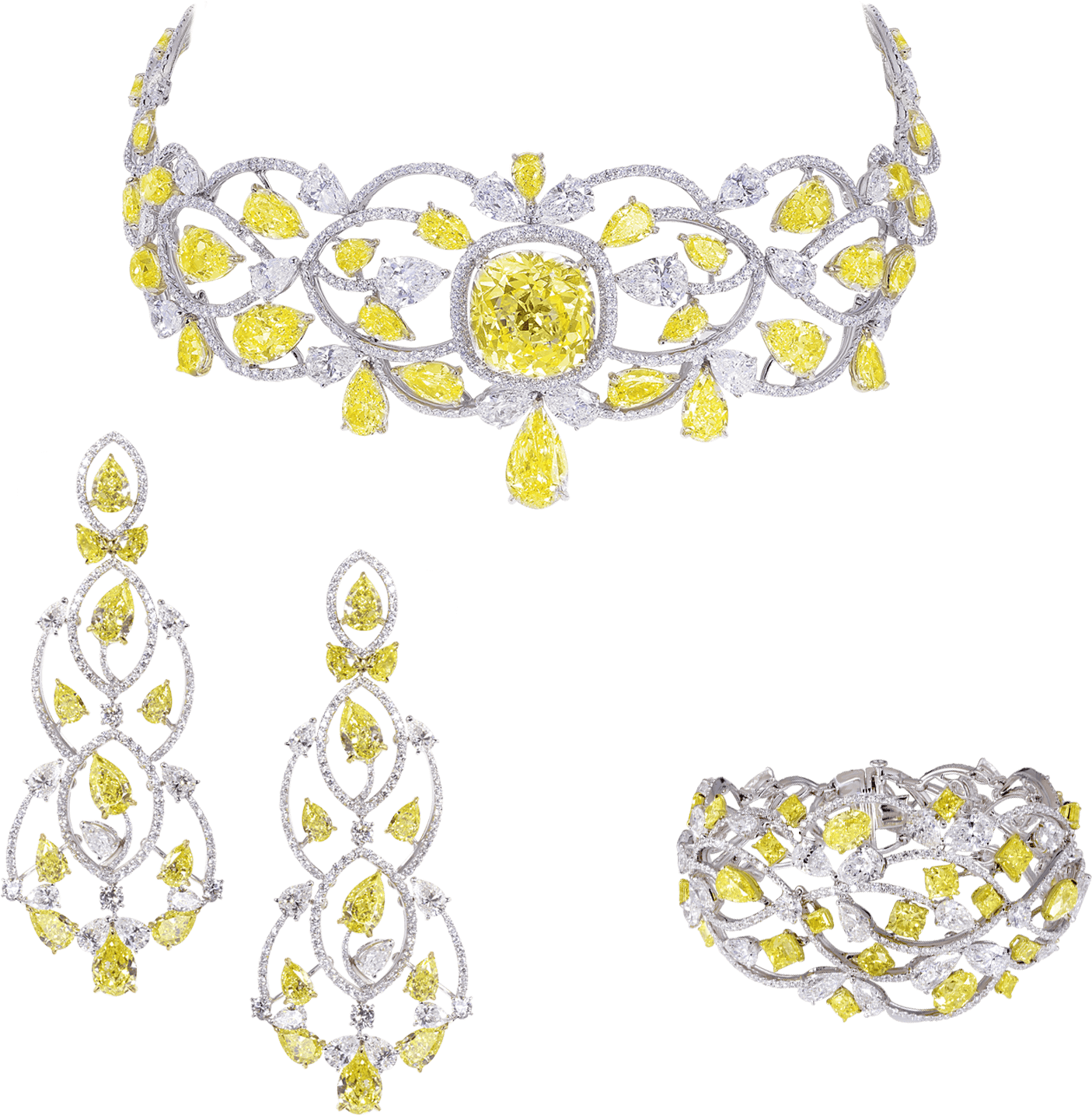 Natural Fancy Vivid And Intense Yellow And White-diamond - Graff Jewellery Suites & Tiaras (1680x1680), Png Download