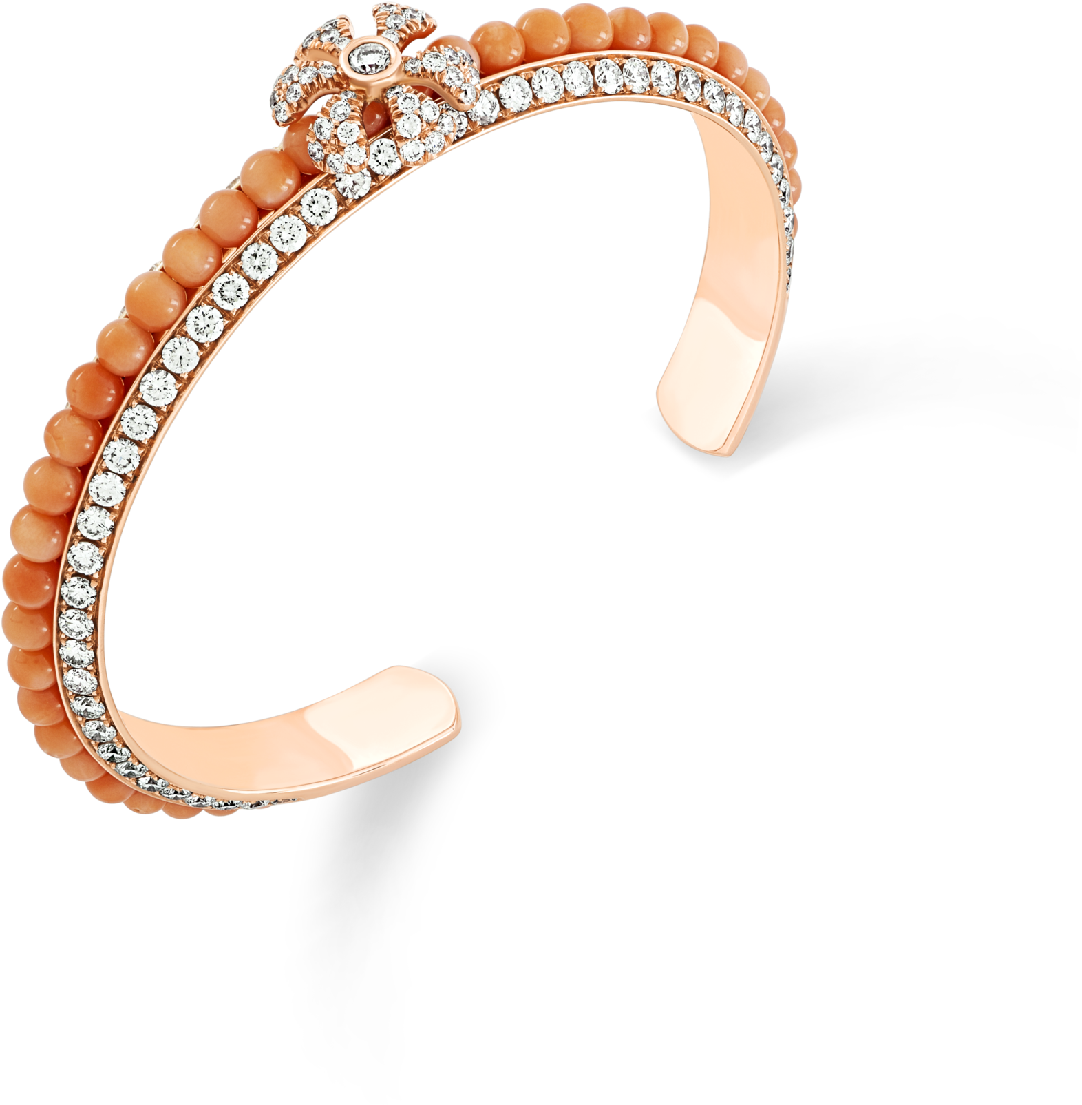 Pink Bead, Rose Cut And Micro-set Diamond Bangle - Body Jewelry (2000x2000), Png Download