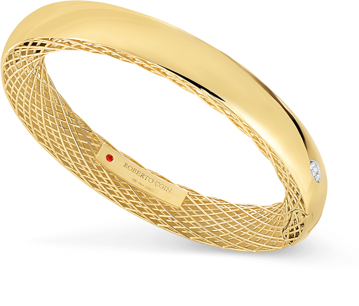Roberto Coin Golden Gate 18k Yellow Gold And - Roberto Coin Golden Gate Diamond Bangle Bracelet (1600x1600), Png Download