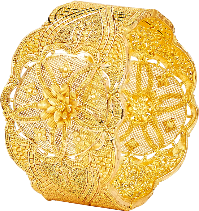 Golden Bangle Floral Design (1200x1200), Png Download